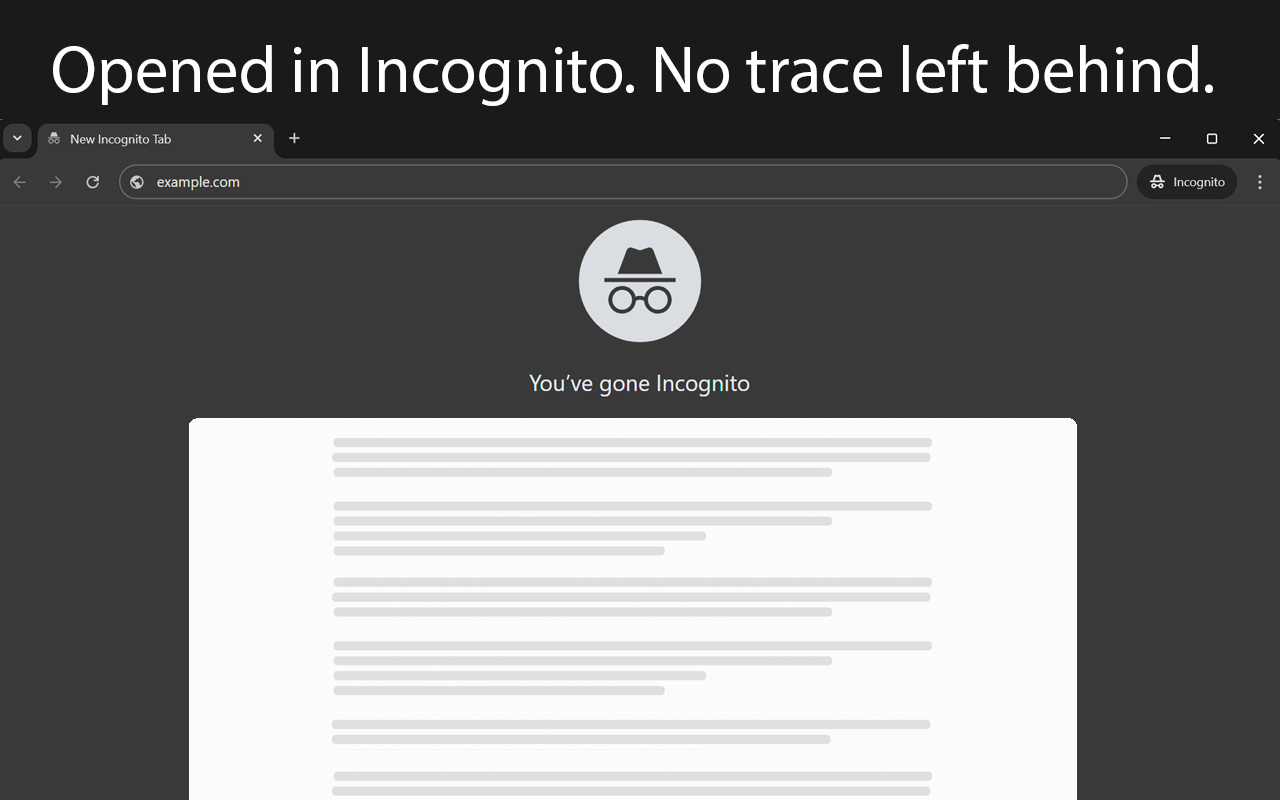 A page opened in a new incognito window